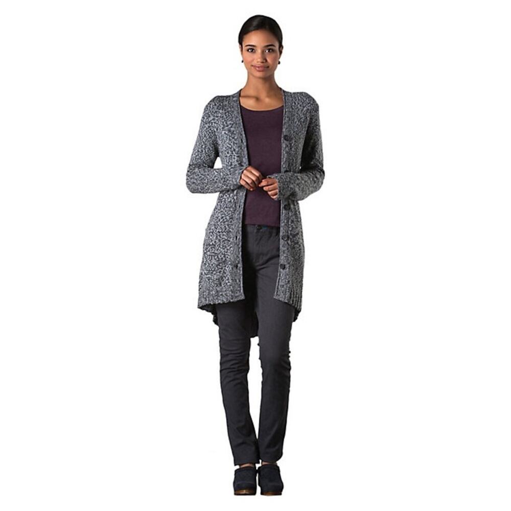 Horny Toad Marvelous Long Merino Wool Gray Long Sleeve Cardigan